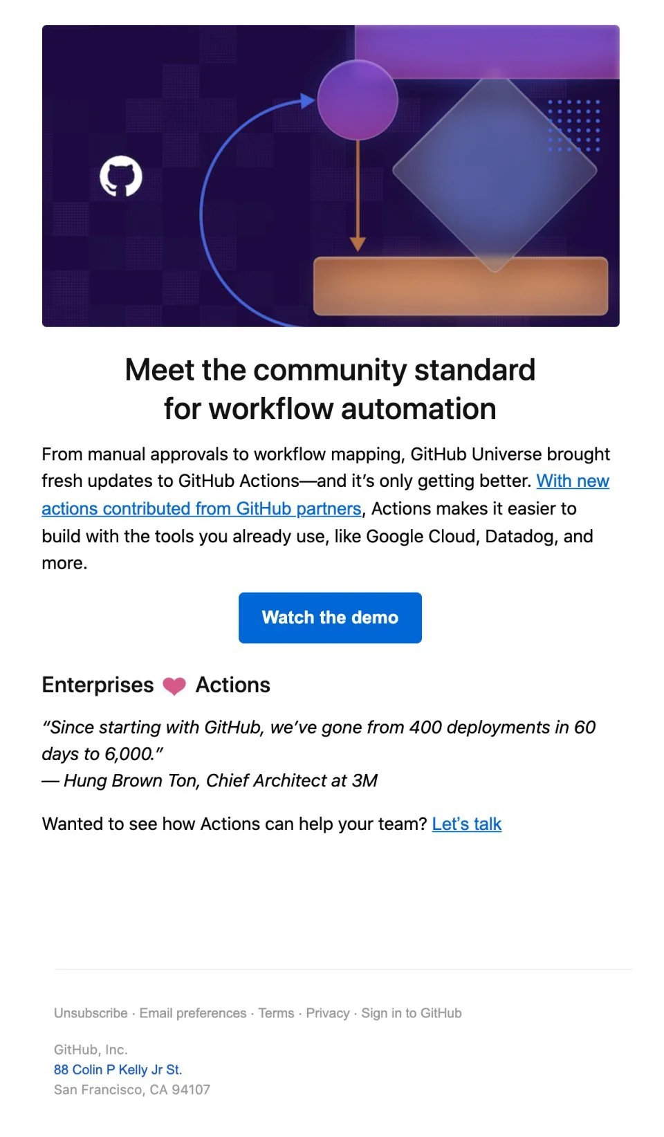 GitHub Universe email campaign