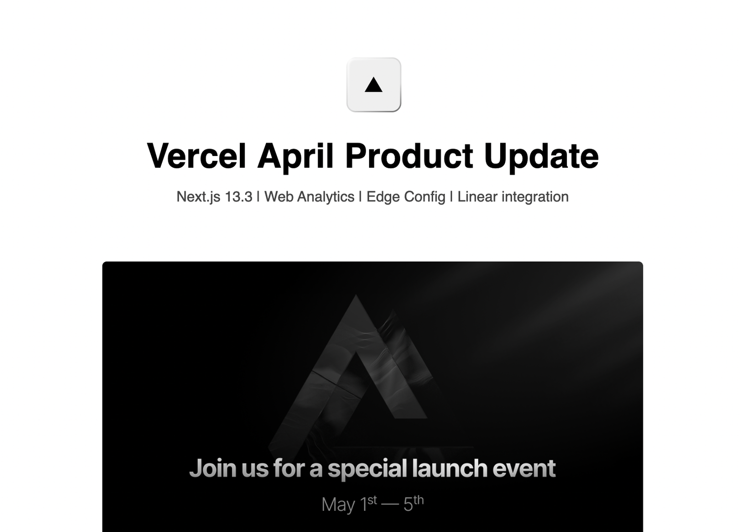 Vercel product newsletter